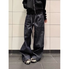 批发美式高街水洗做旧猫须拼接款解构<b class='q'>牛仔裤</b>男宽松直筒长裤潮牌