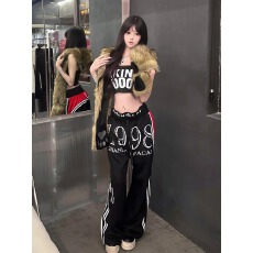 批发美式慵懒风星星印花弯刀卫裤男女设计感小众宽松bf阔腿爵士舞裤子