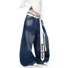 美式复古阔腿直筒牛仔裤女2026春季新款高腰显瘦百搭拖地裤子