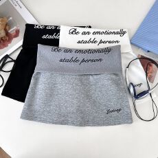 批发设计感辣妹时尚字母印花翻边<b class='q'>高腰</b>显瘦半身<b class='q'>裙</b>防走光短<b class='q'>裙</b>包臀<b class='q'>裙</b>女