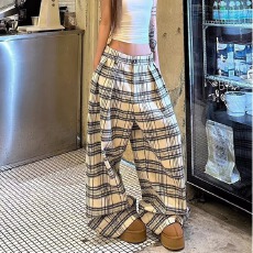 批发2026美式格纹宽松直筒裤<b class='q'>男</b>款垂感松弛显瘦慵懒时尚<b class='q'>休闲裤</b>女款春季