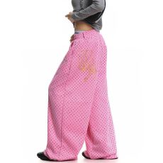 批发美式复古粉色波点印花卫<b class='q'>裤</b>女春季慵懒垂感运动爵士休闲<b class='q'>裤</b>子