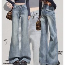 批发【弹力<b class='q'>微喇</b>长裤】<b class='q'>牛仔裤</b>女2026夏季高腰宽松港风直筒阔腿裤