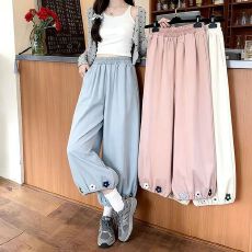 批发时尚减龄花朵阔腿休闲裤女夏季大码高腰显瘦<b class='q'>哈伦裤</b>百搭<b class='q'>九分</b>灯笼裤