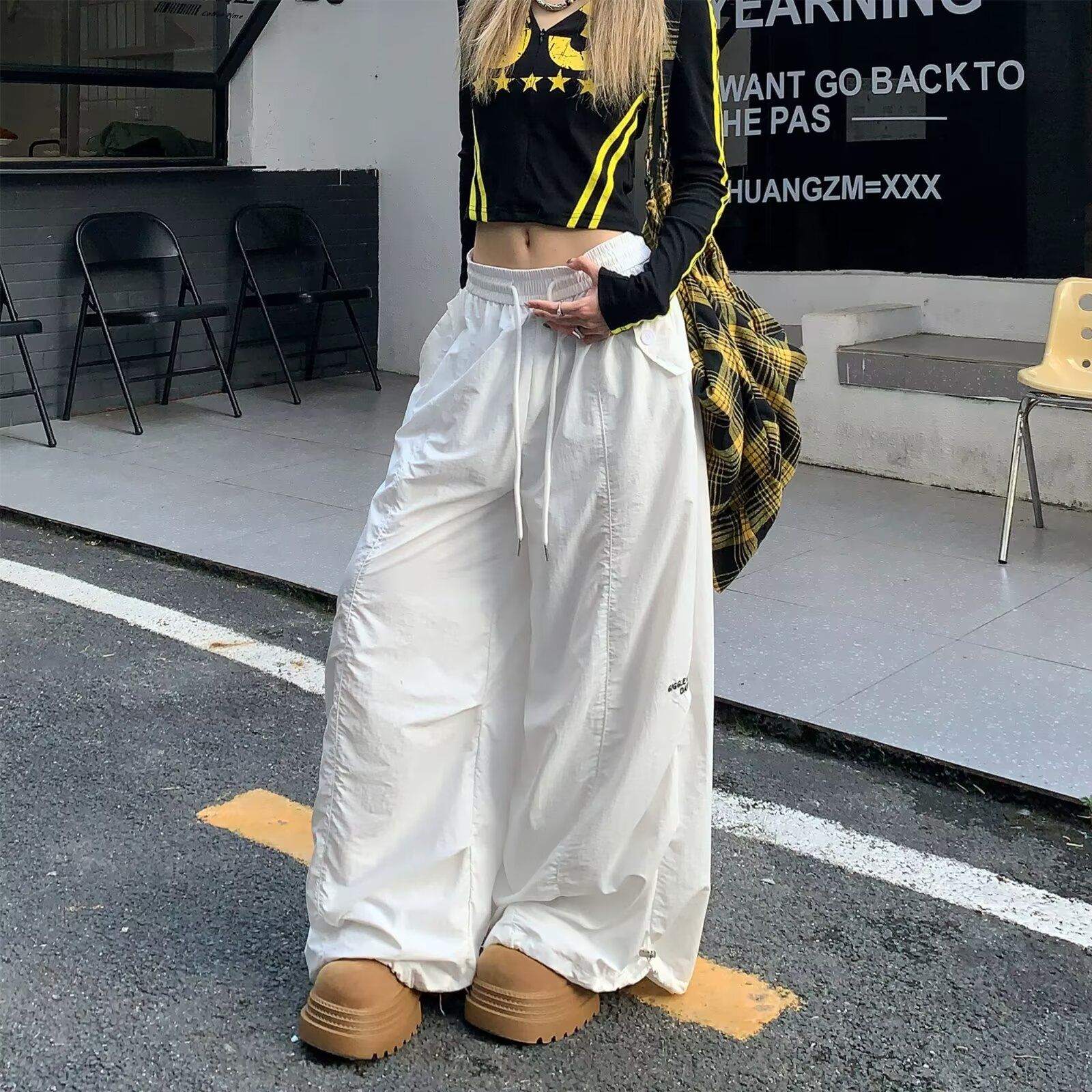 아메리칸 검정색 루즈핏 와이드 레깅스 바지 여름 속도 건조한 운동 바지 얇은 스타일 캐주얼 바지 jazz 재즈 댄스 바닥 청소 바지