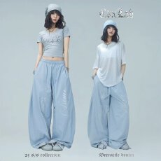 批发多巴胺美式女夏季新款宽松百搭直筒阔腿裤休闲<b class='q'>运动</b>伞兵裤潮