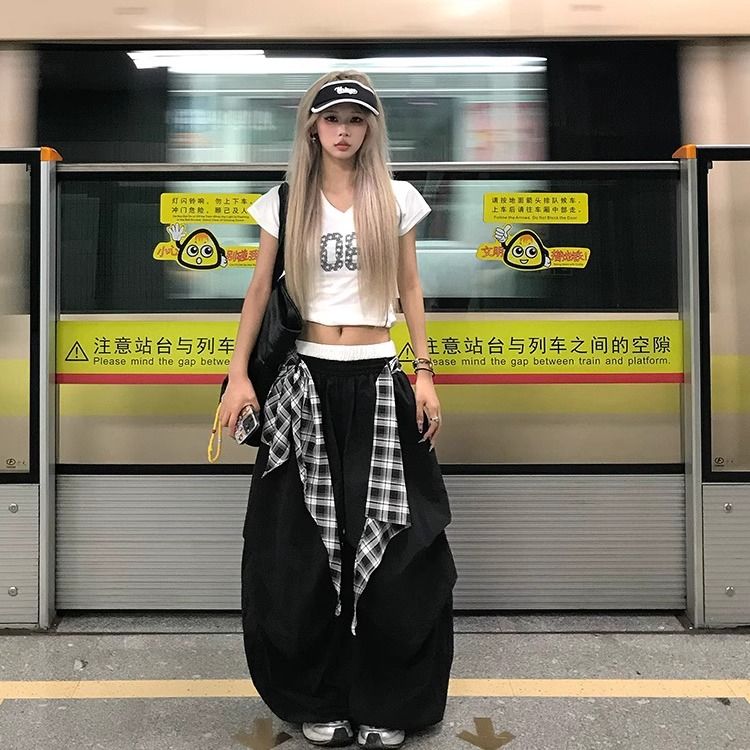 좋은 품질 아메리칸 웃음 하 스트리트 댄스 스택 착용 탈착식 와이드 레그 팬츠 남녀 루즈핏 도루 센스 캐주얼 바닥 청소 긴 바지 트렌디