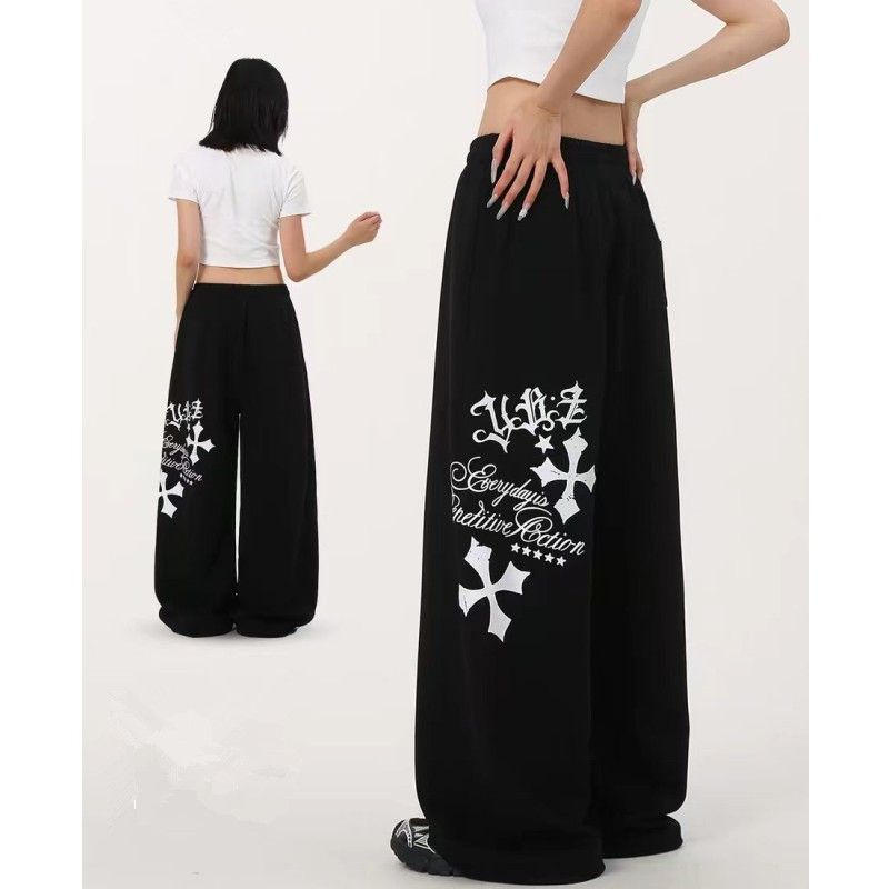 국경 간 아마존 AliExpress 하이웨이스트 펌프 로프 루즈핏 유럽과 미국 핫걸 바람 jazz 춤추기 hiphop 운동 바지 여성