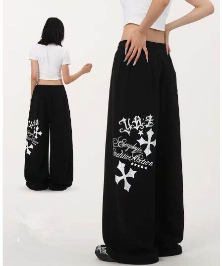 국경 간 아마존 AliExpress 하이웨이스트 펌프 로프 루즈핏 유럽과 미국 핫걸 바람 jazz 춤추기 hiphop 운동 바지 여성