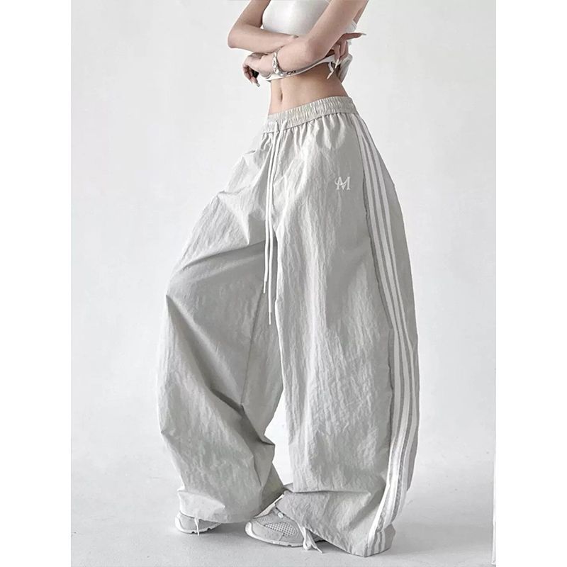 s-6xl 펌프 로프 와이드 레깅스 바지 여름 섹션 하이웨이스트 루즈핏 슬림해 보이는 운동 캐주얼 도루 센스 키 큰 남자 스트레이트 팬츠