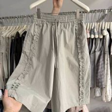 批发大码300斤韩国东大门夏抽绳<b class='q'>松紧腰</b>木耳边七分裤女薄款阔腿休闲裤