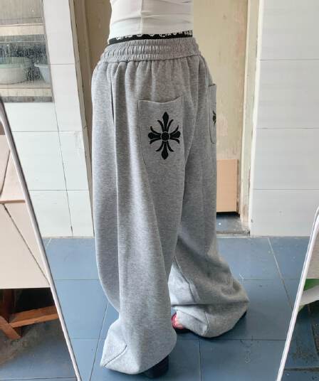 아메리칸 더블 허리 머리 페이크 레이어드 웨이 바지 여성 여름 작은 대중 조수 브랜드 십자가 자수 느긋한 느슨함 와이드 레그 팬츠 어린이