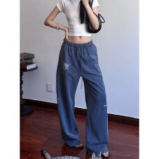 批发美式复古字母印花多口袋工装裤<b class='q'>男</b>女vibe高街休闲宽松情侣直筒裤潮