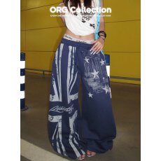 批发美式vibe街头暗黑风重工解构刷银扎染休闲裤2026新款宽松阔腿长裤