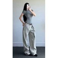 批发美式复古解构单排扣设计弯刀牛仔裤男女高街宽松<b class='q'>休闲</b>百搭阔腿长裤