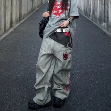 批发美式复古印花<b class='q'>牛仔裤</b><b class='q'>男</b>2026秋冬季新款高腰宽松直筒垂感阔腿长裤