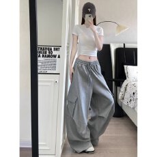 批发美式松弛感复古多口袋休闲裤男秋季宽松显瘦运动裤<b class='q'>情侣</b>