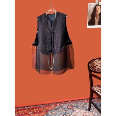 批发新中式国风复古拼<b class='q'>欧根纱</b>马甲2025春夏新款流苏扣马夹设计感上衣女