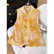 批发新中式国风重工刺绣<b class='q'>欧根纱</b>马甲女装2025夏季新款薄款气质坎肩上衣