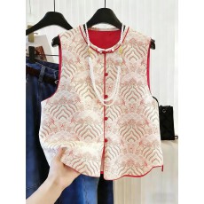 批发复古宋锦提花国风<b class='q'>马甲</b>背心女春装新款超好看叠穿新中式上衣小<b class='q'>外套</b>