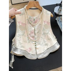 批发新中式国风印花马甲背心女2026年<b class='q'>秋</b>新款宽松舒适高级感坎肩上衣