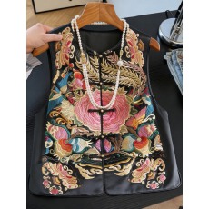 批发高级感醋酸新中式马甲背心女春<b class='q'>秋</b>新款重工国潮风刺绣坎肩叠穿上衣