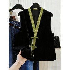 批发新中式女装国风复古别致盘扣提花马甲外搭叠穿衬衫2026年春<b class='q'>秋</b>新款