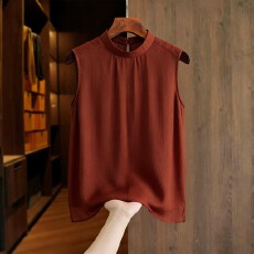 批发新中式中国风高端独特别致小衫法式高级感气质雪纺<b class='q'>上衣</b>无袖衬衫女