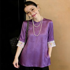 批发实拍复古斜襟盘扣新中式女士上衣夏季原创设计改良轻国风<b class='q'>刺绣</b>上衣