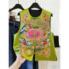 批发2026年春秋重工刺绣国风马甲背心女设计感小众新中式盘扣马夹上衣