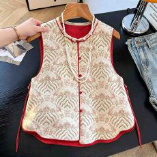 复古宋锦提花国风马甲背心女春装新款超好看叠穿新中式上衣小外套