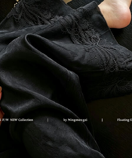 새로운 중식 레이스 측면 자수 패치워크 망사 캐주얼 바지 여성 2026 여름 새로운 품격 슬림해 보이는 와이드 레그 팬츠 어린이