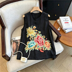 批发新中式国风复古改良唐装上衣女夏新款高端精致刺绣设计感<b class='q'>马甲</b>背心