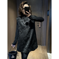 批发新中式国风黑色<b class='q'>马甲</b>女款2026新款春秋中<b class='q'>长款</b>上衣外穿洋气时髦<b class='q'>马夹</b>