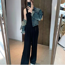 批发LZY知音设计感时尚气质<b class='q'>长裤</b>休闲显瘦小众宽松直筒连体裤