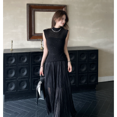 批发LZY知音高级感气质百搭百褶高腰<b class='q'>伞</b><b class='q'>裙</b>大<b class='q'>裙</b>摆仙女<b class='q'>裙</b>半身<b class='q'>裙</b>