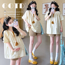 批发实拍2026夏季新款孕妇韩版刺绣宽松减龄气质娃娃衫上衣+托腹短<b class='q'>裤</b>