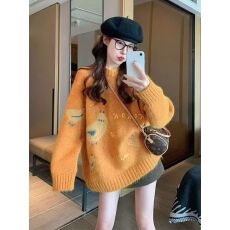 批发童趣风趣味套头毛衣女2025新款秋冬季加厚软糯慵懒休闲内搭针织h