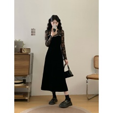 批发实拍大码女装2025秋季新款法式气质修身<b class='q'>高档</b><b class='q'>连衣裙</b>