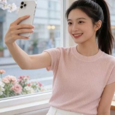 批发2026年夏季新款百搭韩系洋气减龄圆领纹理感微透小飞袖针织布<b class='q'>上衣</b>