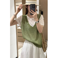 批发假两件<b class='q'>贝壳</b>扣冰丝针织衫女欧洲站2026夏季新款欧货女装娃娃小衫潮