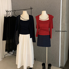 批发针织开衫<b class='q'>外套</b>上衣+吊带背心两件套春秋季<b class='q'>修身</b>显瘦时尚套装