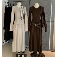 批发慵懒维纳斯·秋冬季长袖针织<b class='q'>T</b><b class='q'>恤</b>半裙套装女两件套