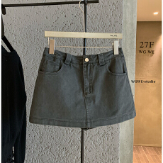 批发美式复古辣妹牛仔短裙休闲<b class='q'>高腰</b>显瘦a字<b class='q'>半身裙</b>