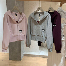 批发休闲拉链<b class='q'>长袖</b>连帽卫衣外套女百<b class='q'>搭</b>慵懒风运动<b class='q'>开衫</b>上衣