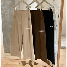 批发韩系气质纯色通勤百搭<b class='q'>西装</b>休闲裤宽松修身阔腿裤