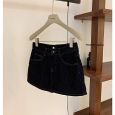 批发辣妹高腰A字显瘦显腿长包臀短款牛仔裙裤