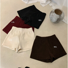 批发秋冬加厚松紧腰<b class='q'>高腰</b>灯芯绒阔腿休闲裤<b class='q'>短裤</b>