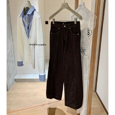 批发老钱风咖啡色阔<b class='q'>腿</b>弯刀牛仔<b class='q'>裤</b>宽松显瘦香蕉弯刀<b class='q'>裤</b>