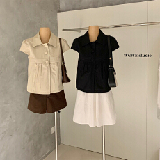 批发宽松显瘦休闲百搭通勤工装<b class='q'>短袖</b><b class='q'>衬衫</b>上衣